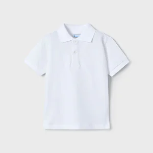 Polo básico manga corta granito blanco