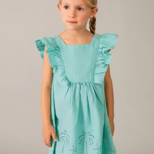 Vestido seersucker perforado oasis