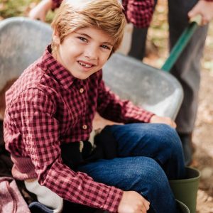 Camisa vichy granate niño