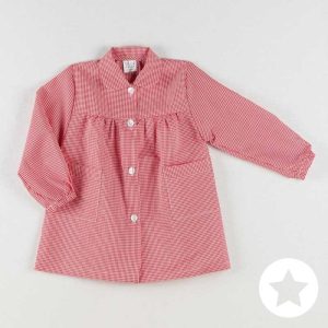 Bata colegial cuadros básica roja