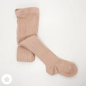 Leotardos canalé rosa empolvado